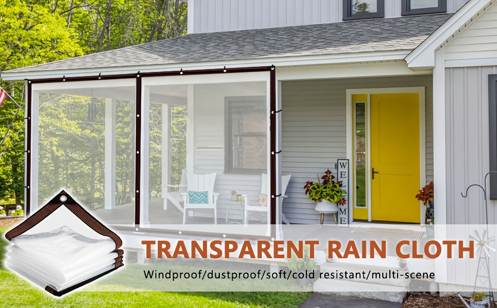  ZXCASDF Lona impermeable al aire libre, lona transparente de  PVC resistente al agua, lona para cubrir la lluvia del sol, para jardines  de invierno, balcones, granjas, garajes, personalizable, 6.6 x 11.5 ft