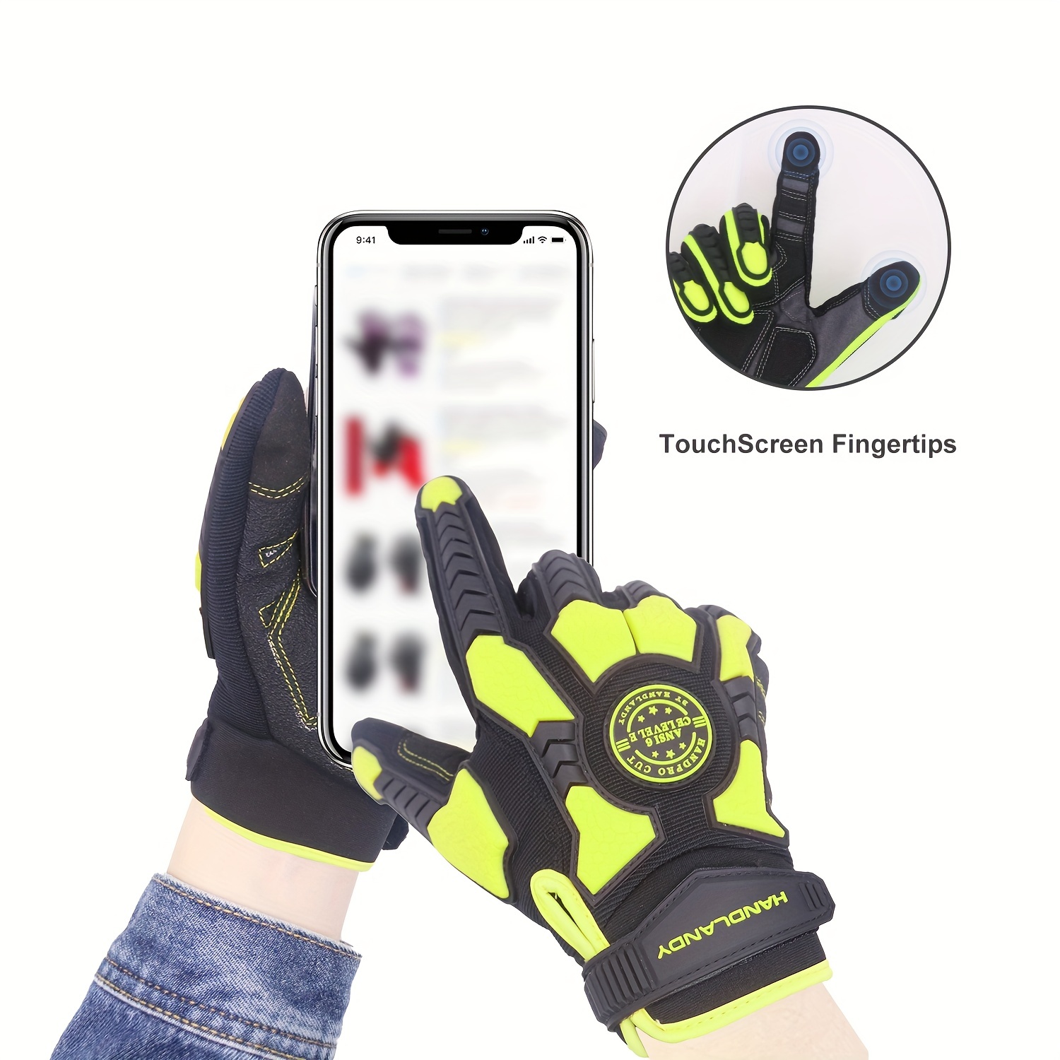 Level 7 Cut Resistant Gloves, Safety Work Gloves for Men Women, Impact  Gloves with TPR Protection, ANSI Level A7 Protection, Touch Screen Mechanic