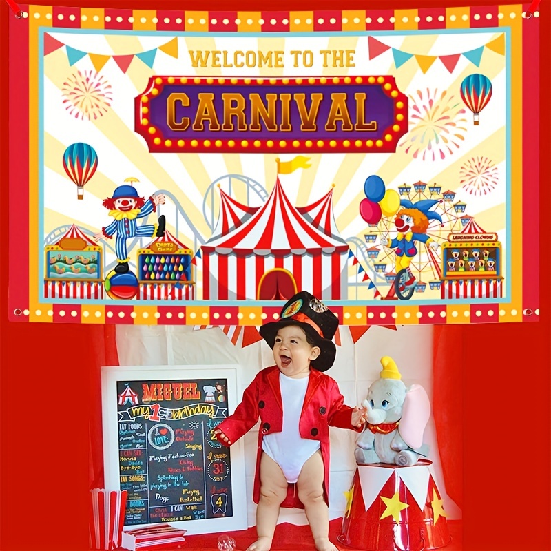 1pc, Décoration De Fond De Bannière De Bienvenue Au Carnaval De Cirque,  Fournitures De Décoration De Thème De Carnaval