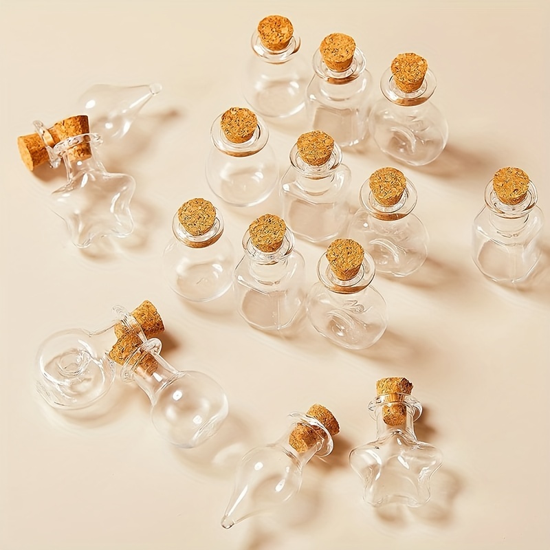 Frascos de vidrio transparente 10 unids/0.3 fl oz, frascos de muestra  vacíos con tapones de corcho para mensaje, boda, deseo, joyería, regalos de