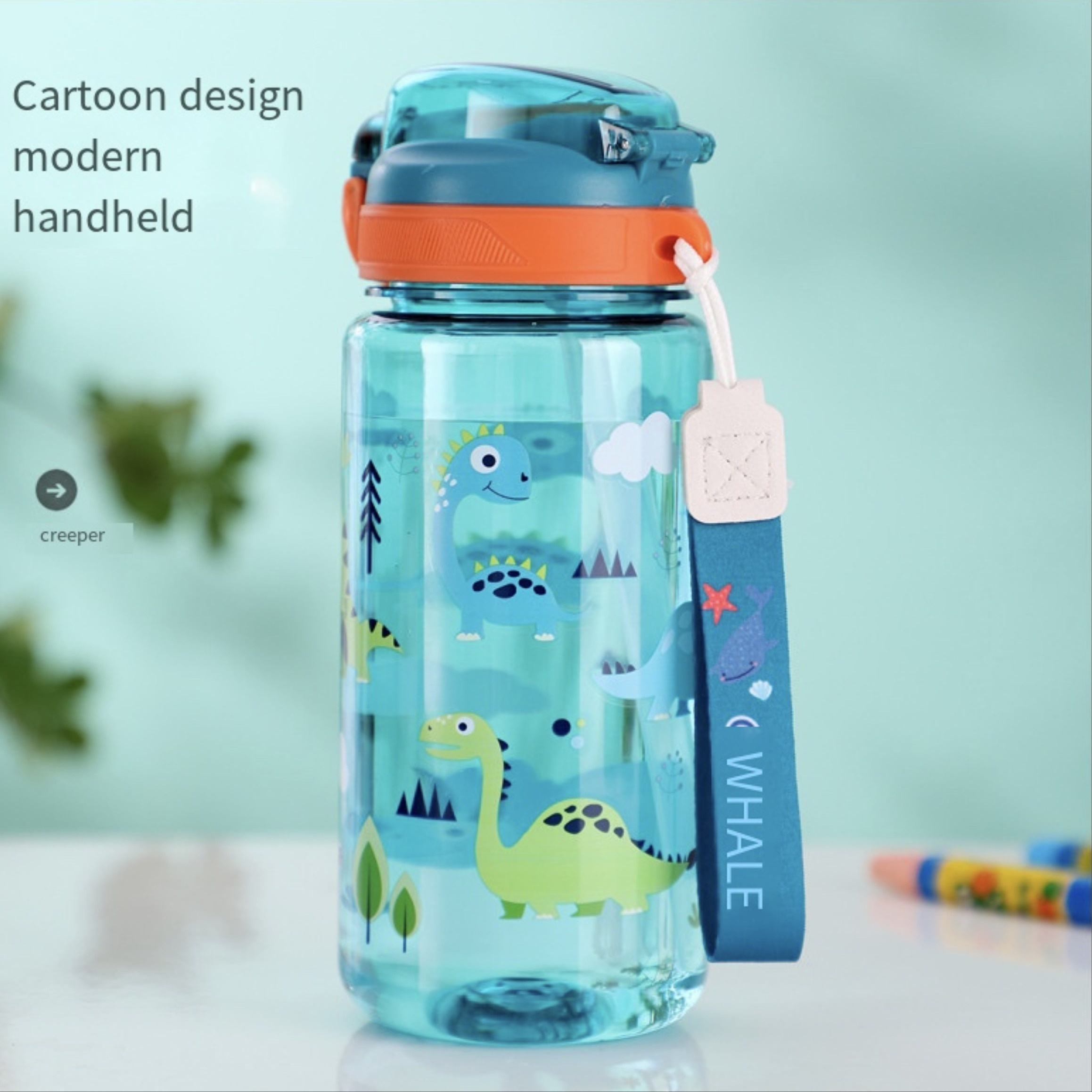 Cute Cartoon Water Cup With Double Handles, Portable Leakproof Straw Water  Bottle, Suitable For Outdoor Sports, Fitness - Temu