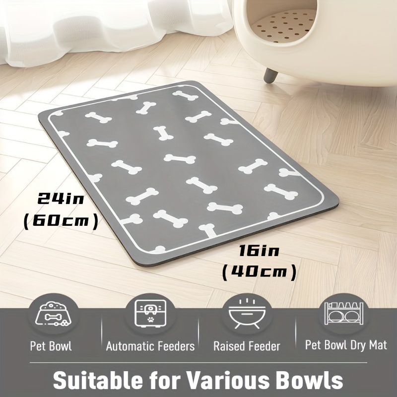 1pc Water-absorbing Pet Feeding Mat - Water-absorbing Dog Mat For Food And  Water Bowls - Stain-free And Easy-to-clean Dog Food Mat - Quick-drying Dog