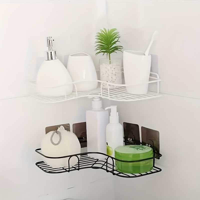 1pc Wall-mounted Bathroom Storage Rack, Drill-free Rotatable