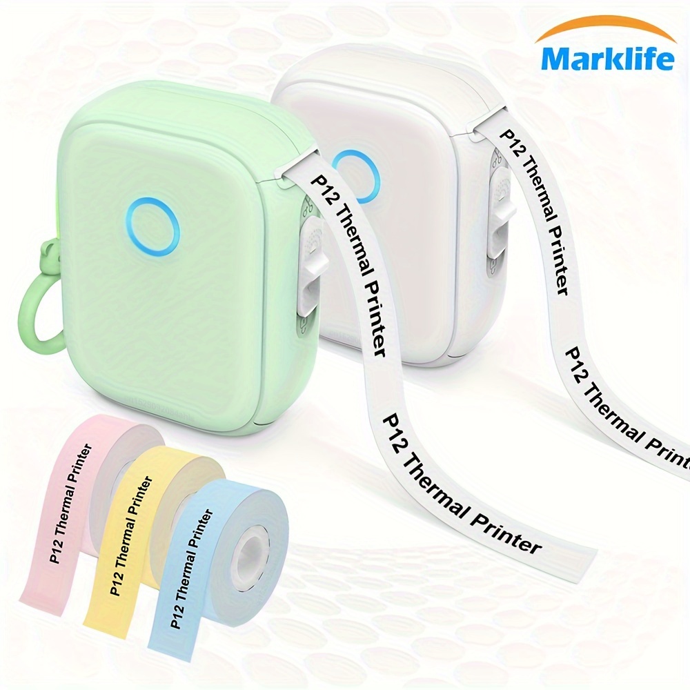 MARKLIFE Label Maker with Case - Mini Bluetooth Label Printer 6 Labels  Portable Thermal Sticker Machine for Storage Barcode Office Home Labelmaker