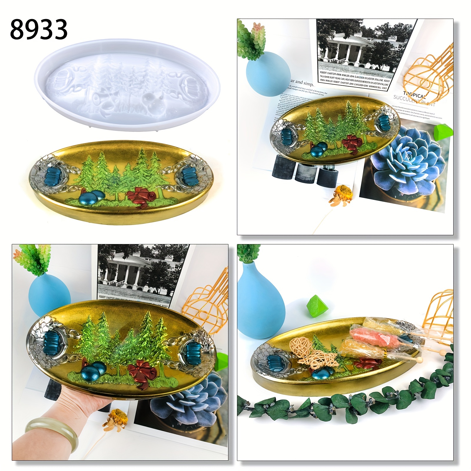 8933 Christmas oval Silicone tray molds Epoxy Resin Casting tray