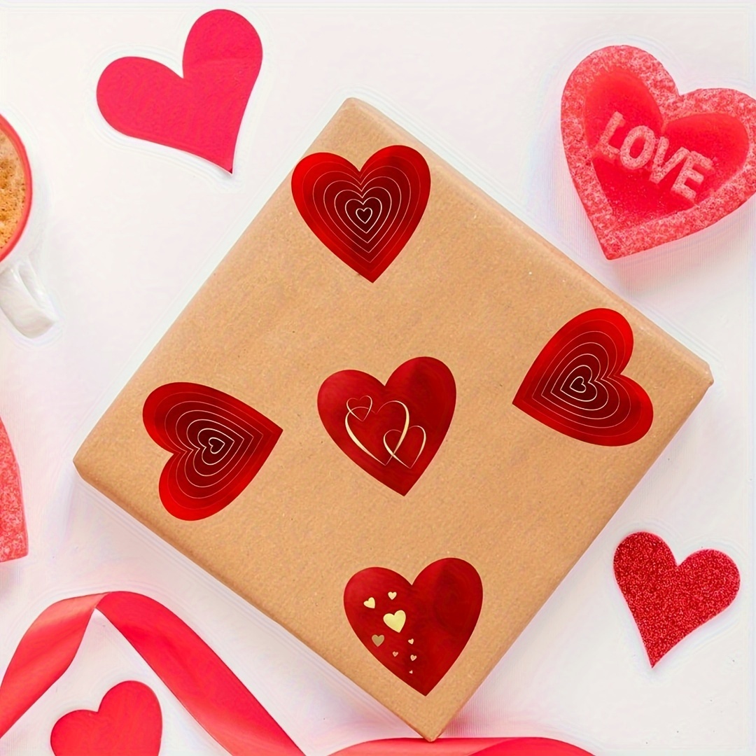 Heart Stickers Colorful 1 Inch Valentine's Day Love Shape Labels Roll  Waterproof Removable for Craft Envelopes Box Gift Party Cards 500 PCS