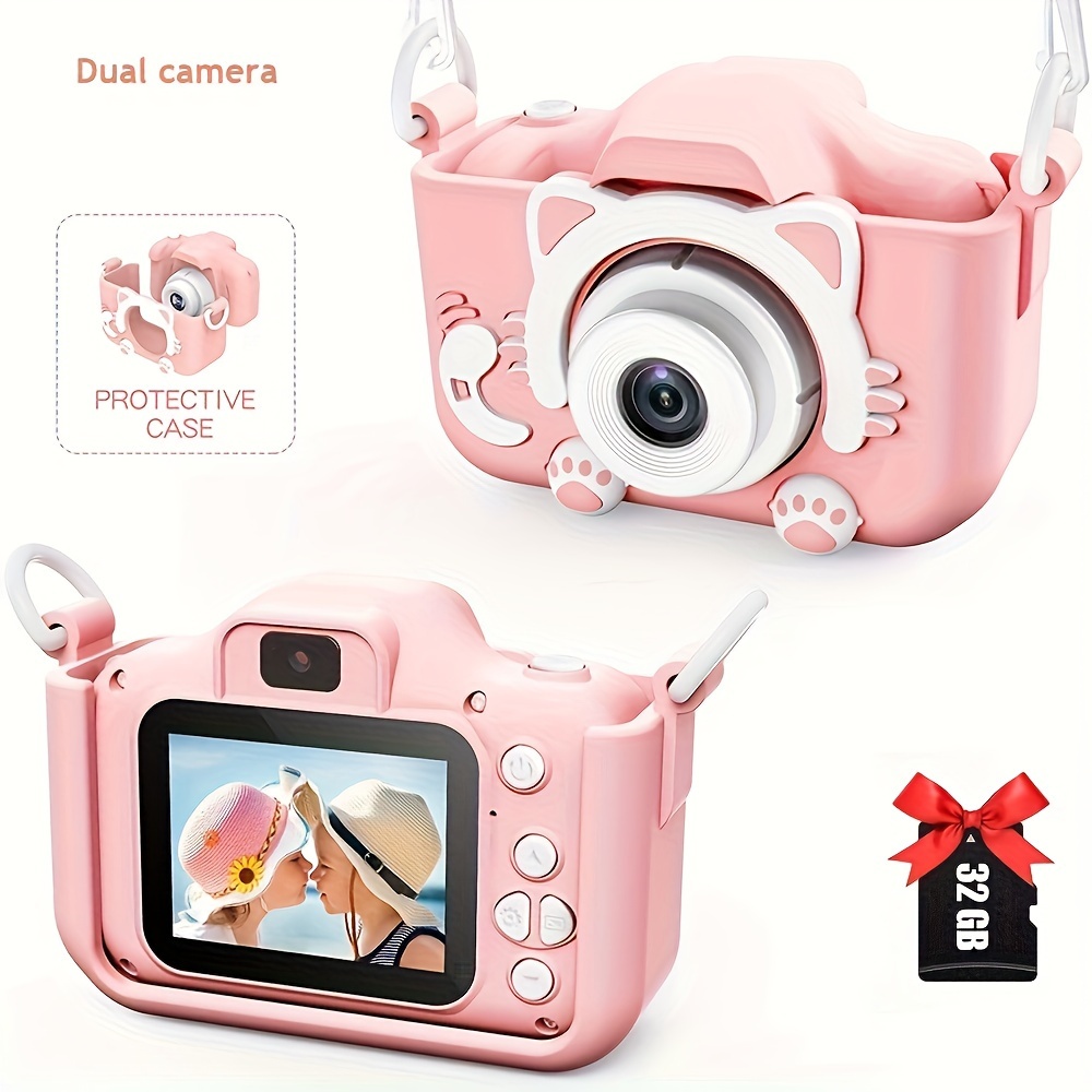 PROGRACE Cámara infantil para niños y niñas – Mini cámara doble selfie para  niños de 3, 4, 5, 6, 7, 8, 9 años, videocámara para niños, regalo de
