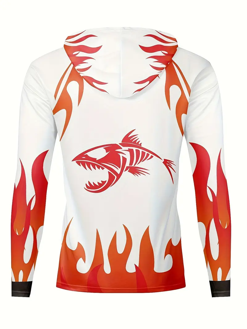 Men's UPF 50+ Sun Protection Hoodie, Long Sleeve Comfy Printed Quick Dry Tops for Men's Outdoor Fishing Activities,Temu