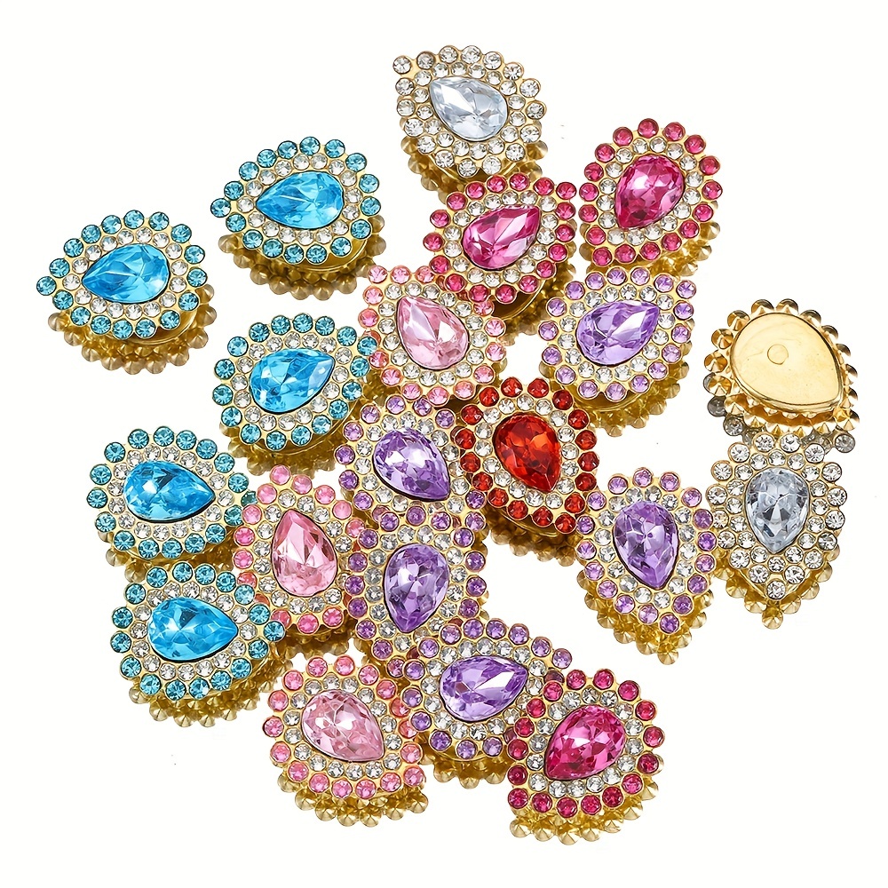 

20pcs Golden Bottom Colorful Water Drop Synthetic Crystal Jewelry Accessories, Jewelry Making Supplies
