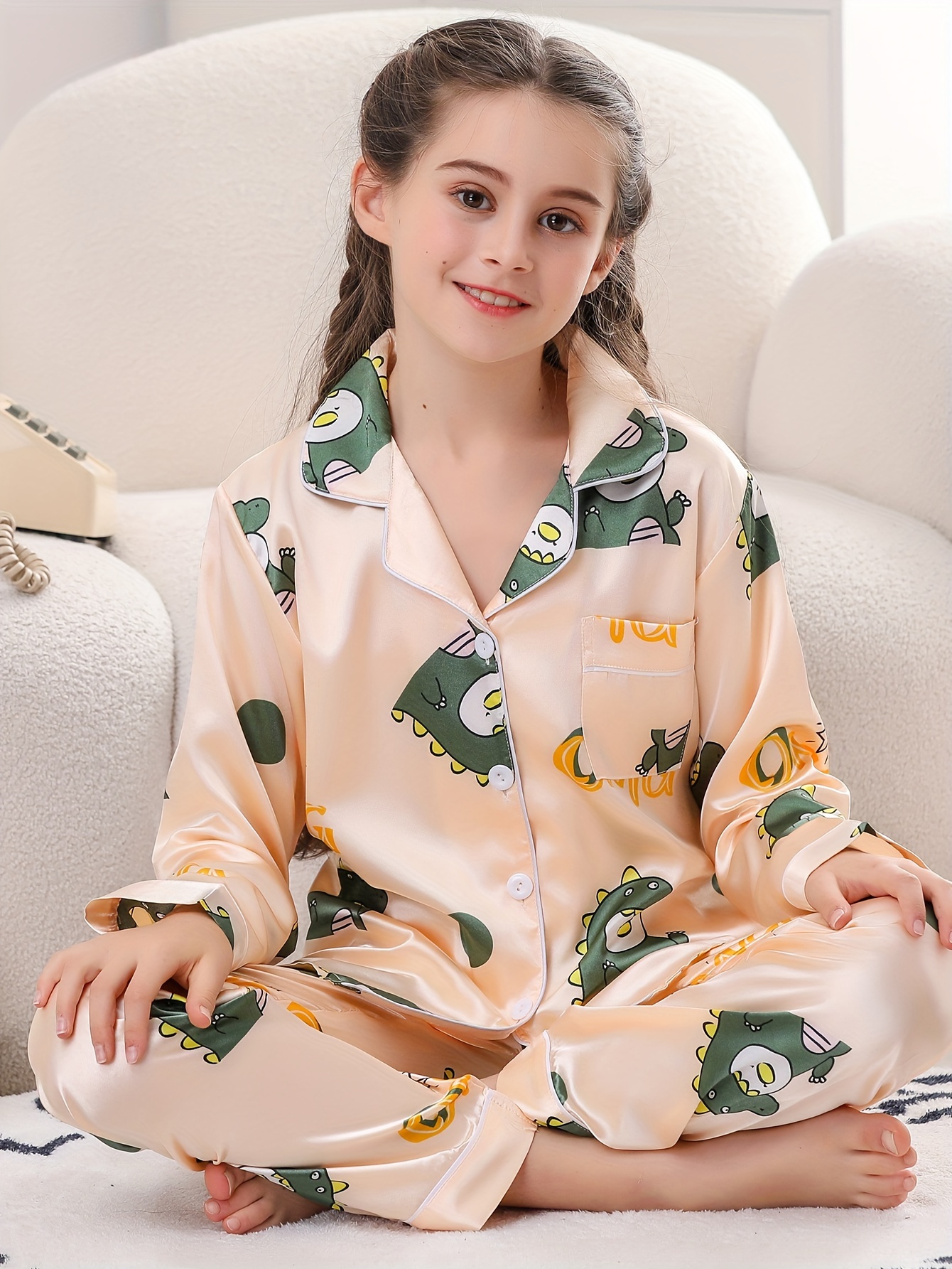 Blue Satin Silk Pajamas Sets For Teen Girls Boys Pyjamas Long/Short Sleeve  Top Pants Pijama Set Autumn Kids Sleepwear Child Pjs