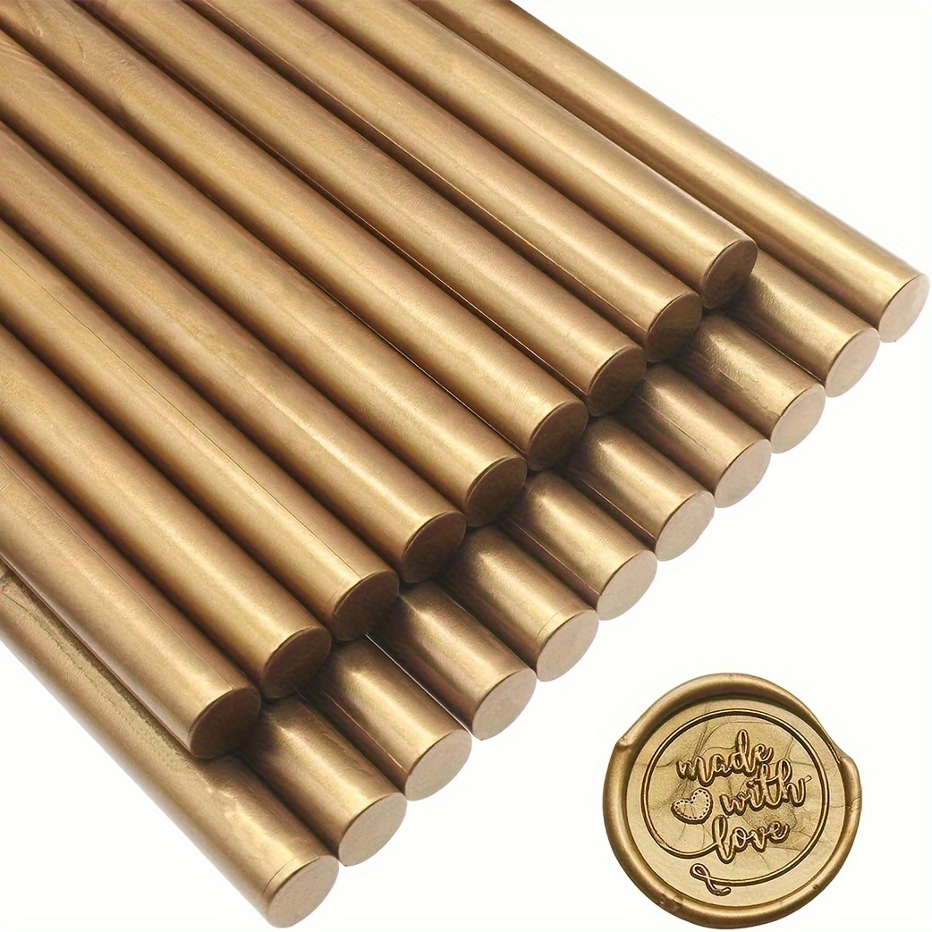 

20pcs Wax Sticks For Wax Seal Stamp, High Quality Glue Gun Sealing Wax Sticks, For Diy Craft, Gift Wrapping, Envelope Sealing, Party Invitation, Scrapbooking, Etc (antique Golden Color)