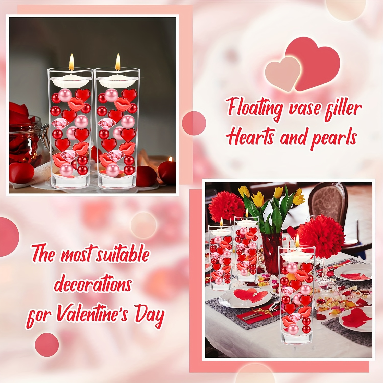 Valentine's Day Vase Filler Heart High Heels Rose Pearl Vase - Temu