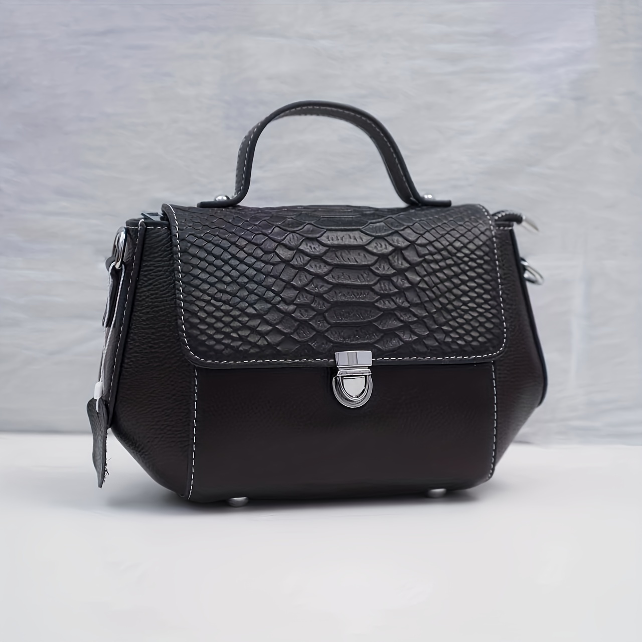 snakeskin pattern handbag womens fashion crossbody bag retro luxury genuine leather purse