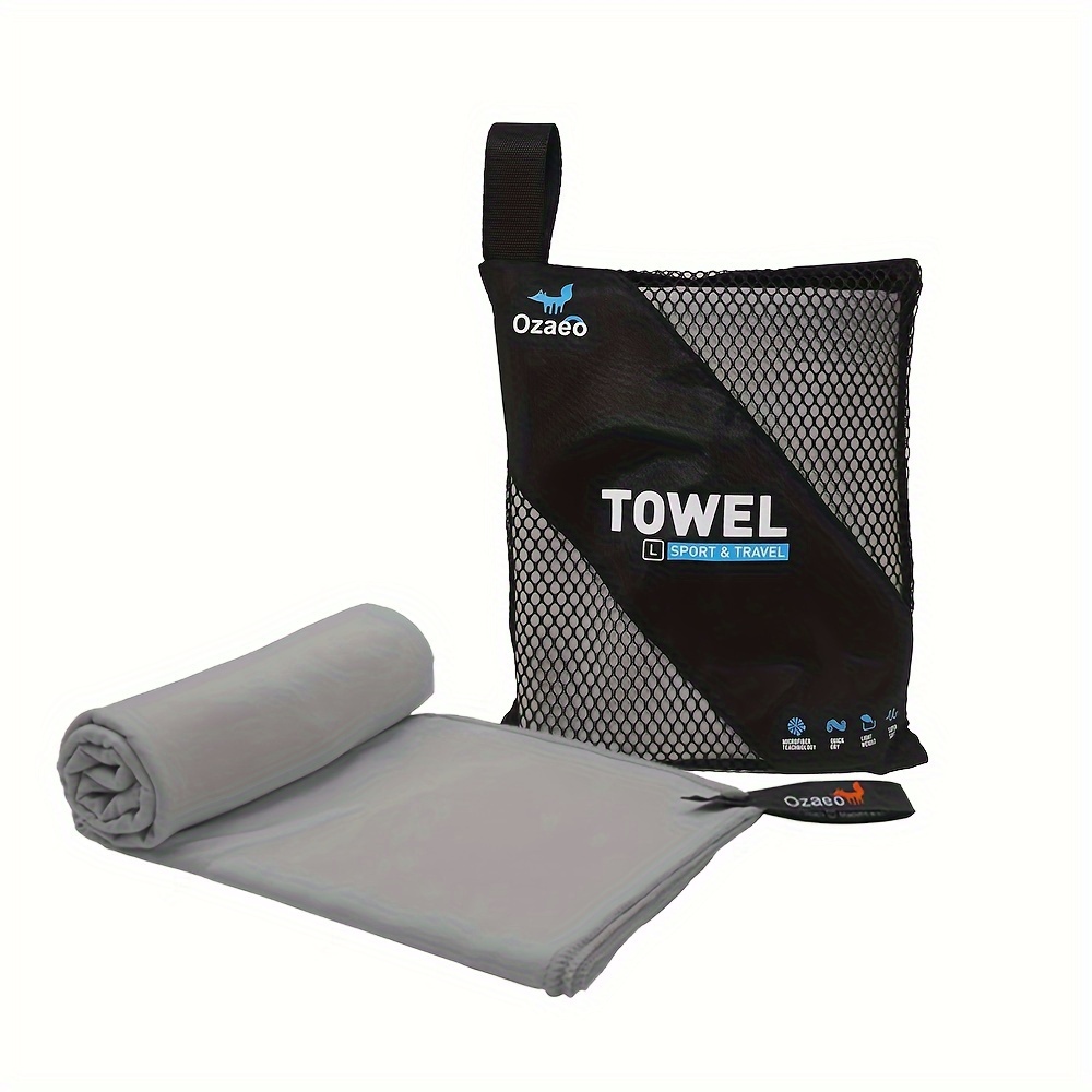 Microfiber Travel Towel with Mesh Bag, Quick Drying for Camping, Beach, Hiking