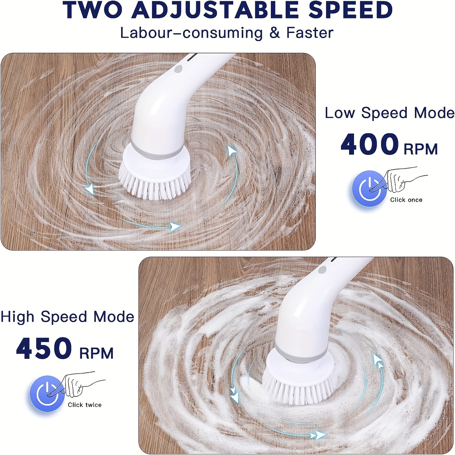 1set, Electric Spin Scrubber, Cordless Electric Shower Scrubber With 8  Replacement Brush Head, 2 Adjustable Speed, Bathroom Scrub Brush, Power Bathtub  Scrubber With Extension Long Handle For Bathtub,Tile, Floor, Bathtub, Bathroom  Cleaning