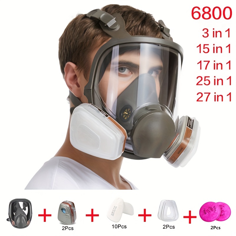 Máscara respiratoria reutilizable de cara completa - Respirador químico de  polvo de gas orgánico con filtro para pulverizador, pulido a máquina