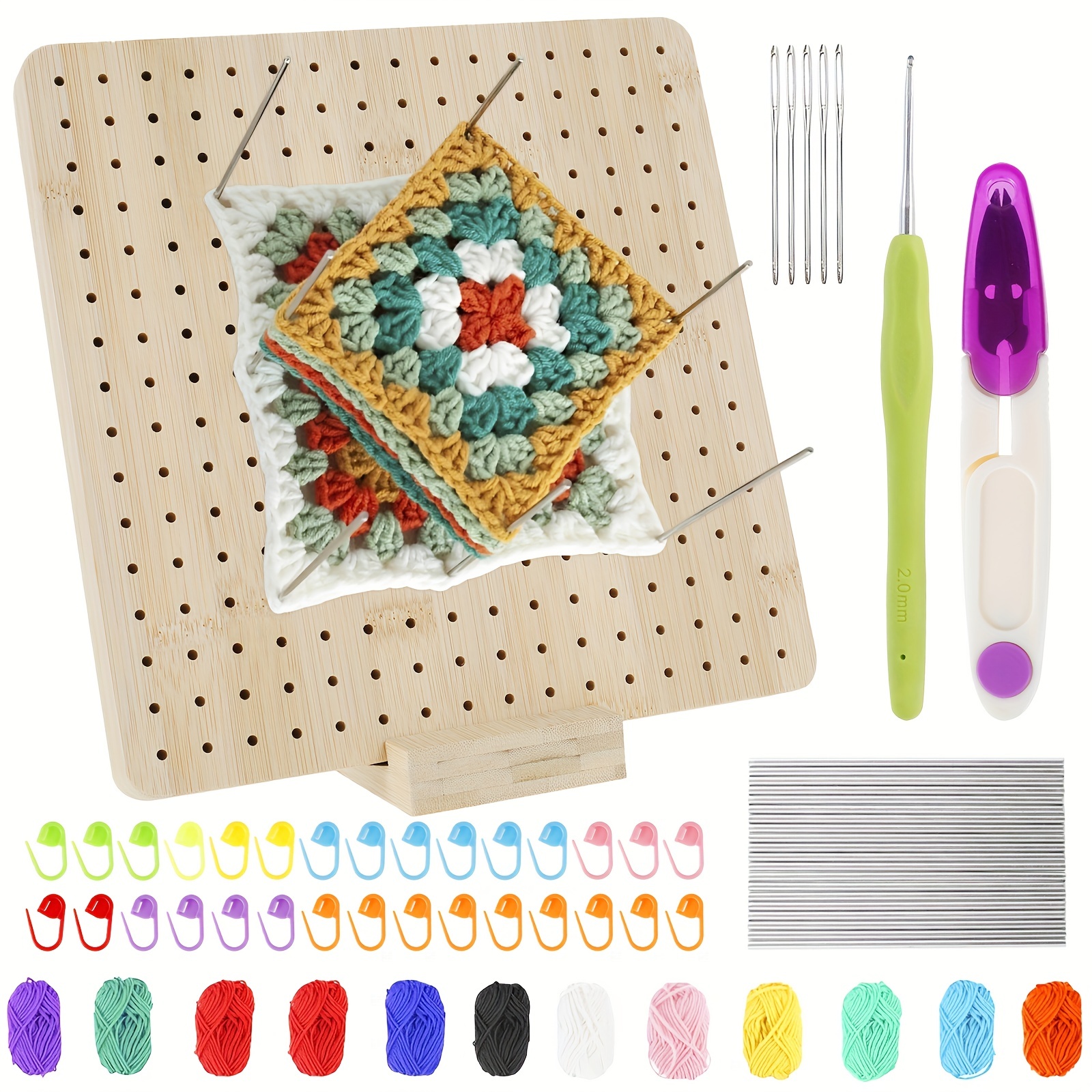 Wood Crochet Blocking Board Kit With Stainless Steel Rod Pins For Knitting  Granny Squares Crochet Board Crafting Lovers Gifts - AliExpress