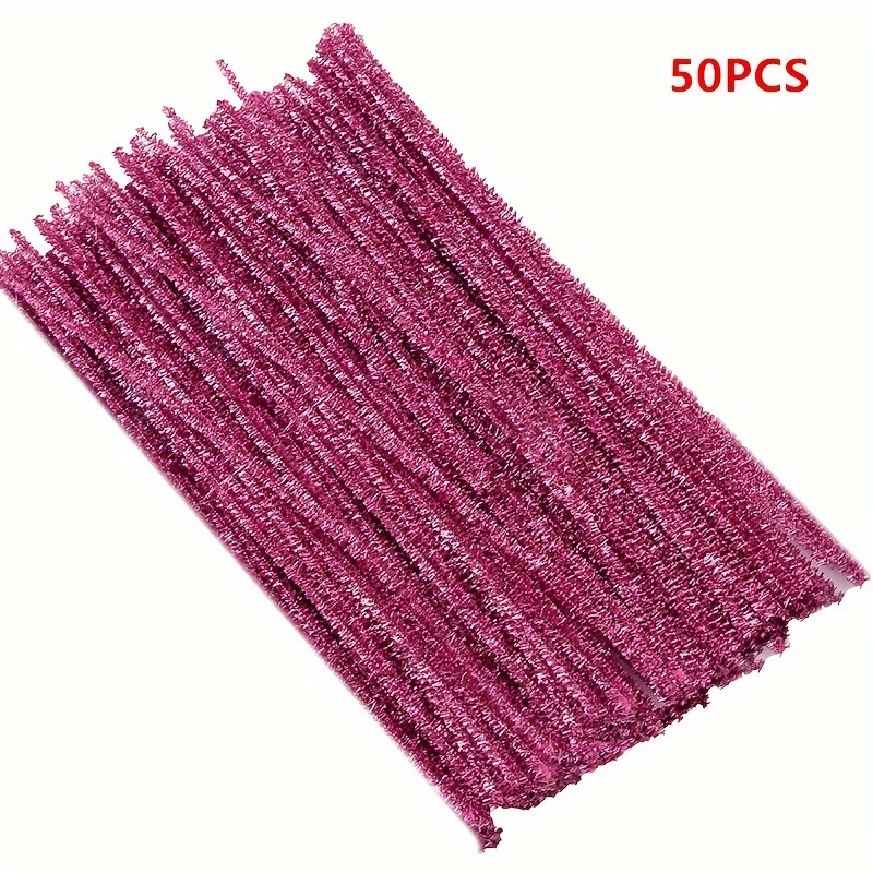 50/100pcs Glitter Chenille Stems Pipe Cleaners Plush Tinsel Stems