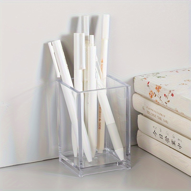 

1pc Transparent Acrylic Makeup Brush Storage Box, Square Pen Holder, Portable Storage Box For Makeup Brush And Eyebrow Pencil, Multi-purpose Makeup Storage Organizer