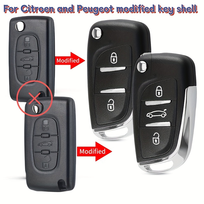 2 Buttons Remote Flip Key Fob Case Shell CE0536 Fit for PEUGEOT