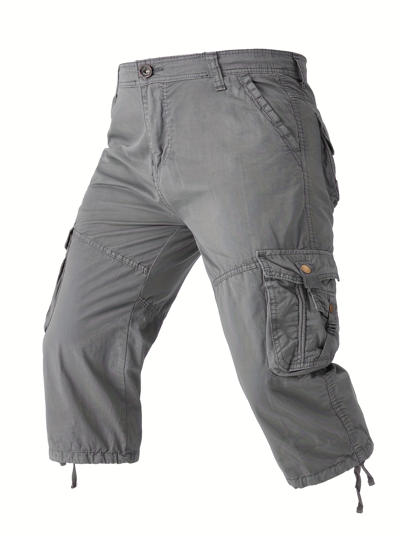 Mens 3/4 Length Capri Shorts Outdoor Hiking Cargo Work Pants Casual Summer  Wear