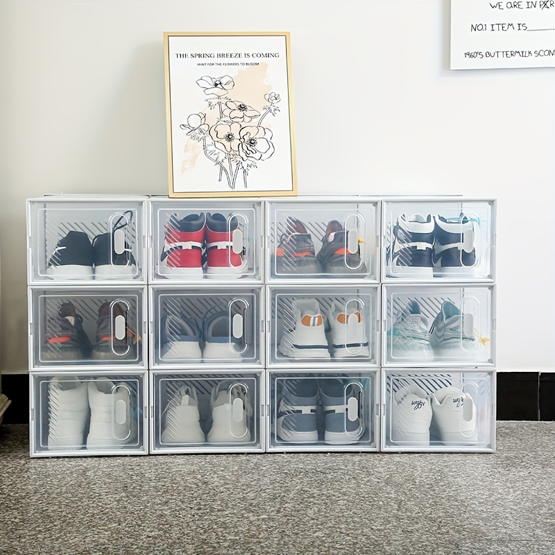 KPX Paquete de 12 cajas organizadoras apilables para zapatos con tapa, caja  de almacenamiento transparente para zapatos de hombre y mujer, zapatos de