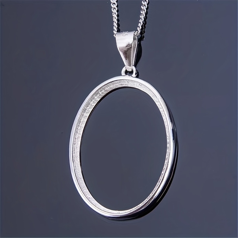 925 Sterling Silver Oval Shape Bezel Pendant for DIY