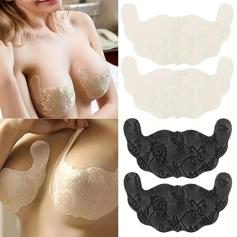 1pair Women's Disposable U-shaped Sexy Breast Petals Nipple Covers,  Invisible Non-Slip Chest Sticker, Women's Lingerie & Underwear Accessories