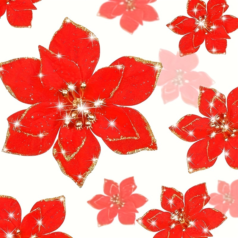 Artificial Flower New Year Christmas Glitter Flowers - Temu