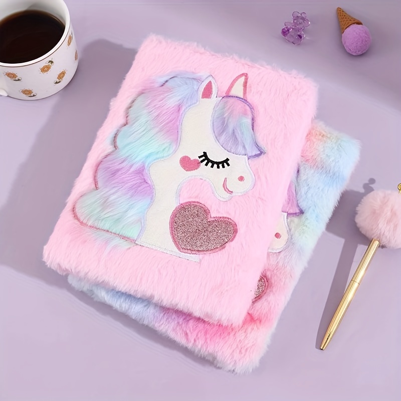 

Cute Stuffed Animal Soft Notebook Plush Diary For Girls Teens Fuzzy Journal Writing Pad Magic Color Unicorn A5 Lined 160 Pages