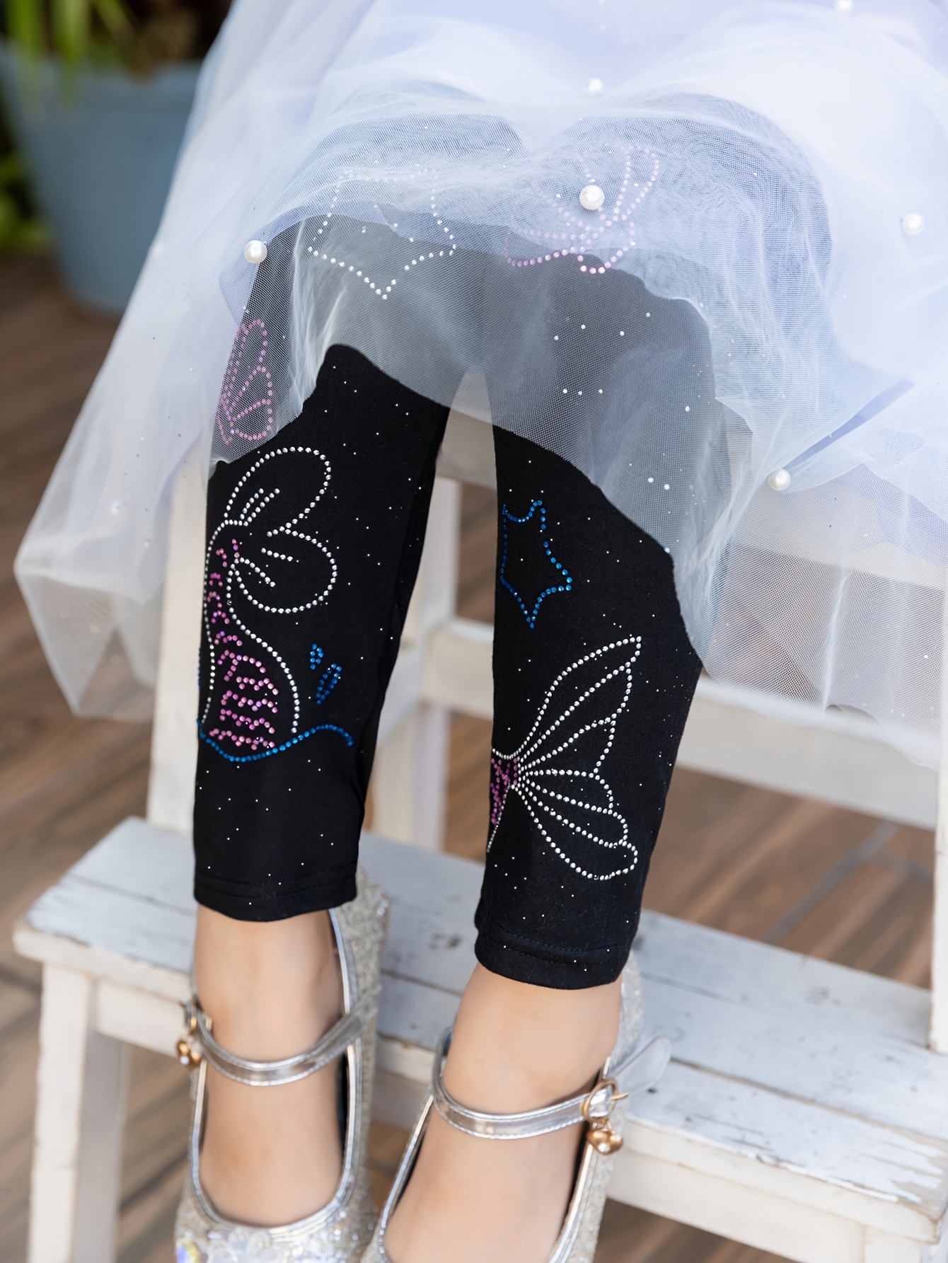 Girls Dreamy Starry Sky Graphic Leggings Elegant Comfy - Temu