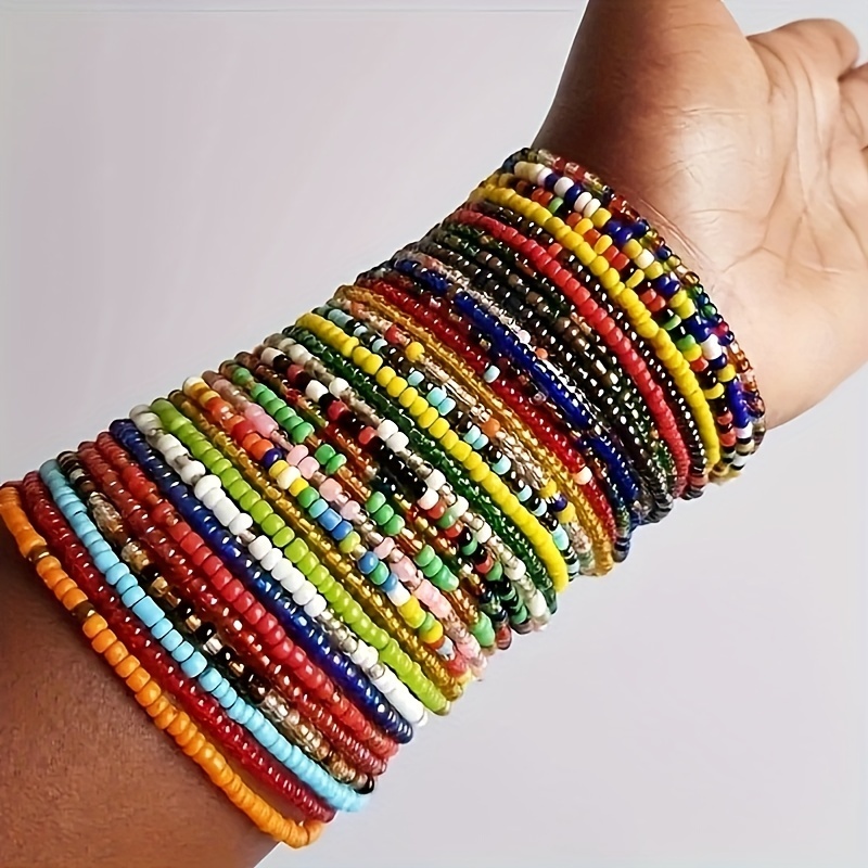 Multi Layered Beaded Bracelet Colorful Bohemian Glass Beads - Temu