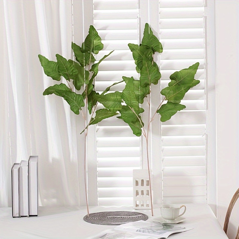 Artificial Lotus Leaf Stems Faux Green Stems Branches Leaf - Temu