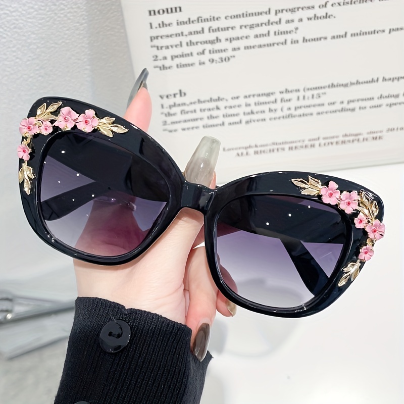 

Flower Cat Eye For Women Retro Fashion Gradient Anti Glare Sun Shades For Vacation Beach Party