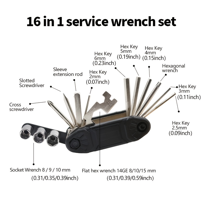 Set Di Chiavi Di Riparazione 16 In 1, Strumento Di Riparazione Pneumatici Per  Biciclette, Set Di Chiavi Di Riparazione Pieghevoli Per Bici Da Strada Di  Montagna - Industria E Commercio - Temu Switzerland