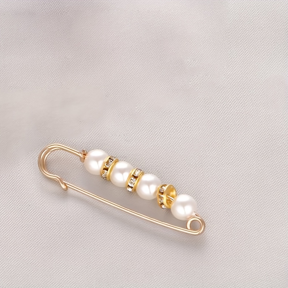 Faux Pearl Waist Pins Elegant Rhinestone Inlaid Safety Pin - Temu