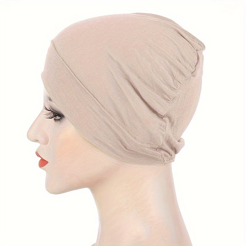 Minimalist Monochrome Undercap Thin Breathable Stretchy Turban, Head Scarf Hat Stylish Non-Slip Inner Hijab Temu