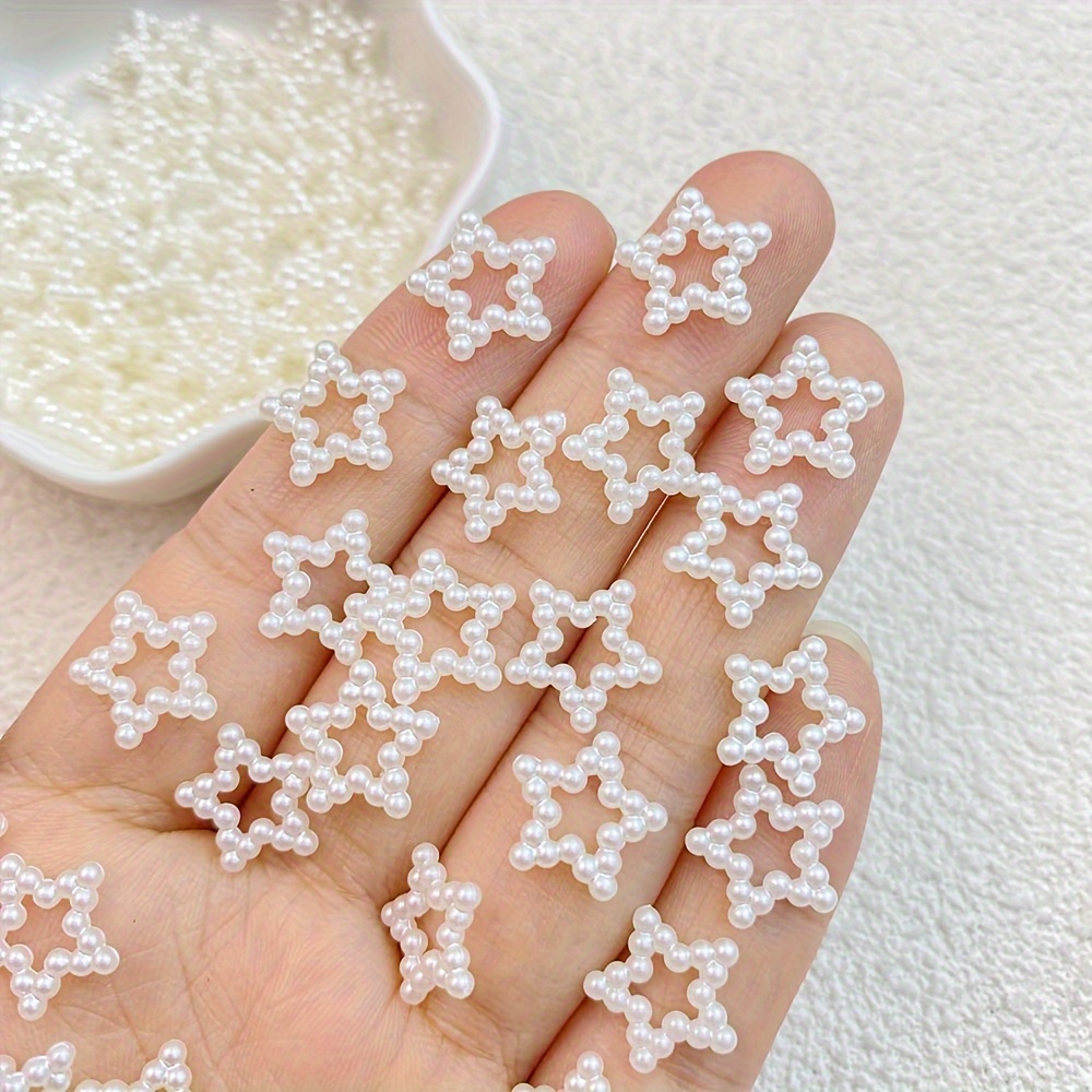 560 dijes de perlas para uñas acrílicas diamantes de imitación redondos de  color blanco cremoso 3D para uñas suministros de manualidades kit de