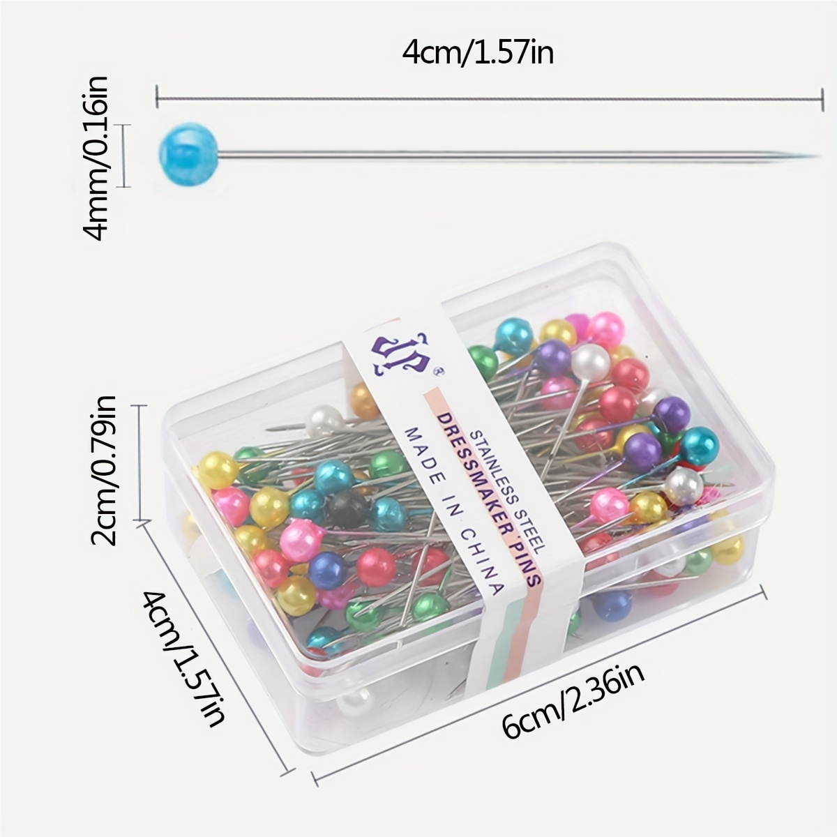 500pcs Sewing Pins for Fabric Straight Pins with Colored Ball Glass Heads Long 1.5inch Quilting Pins for Dressmaker Jewelry DIY Decoration Craft