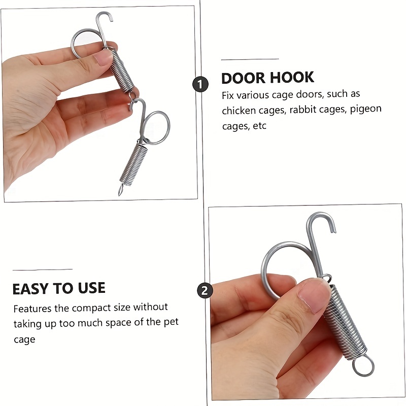 10pcs Rabbit Cage Door Metal Finger Spring Hooks Hamster Cage Accessories