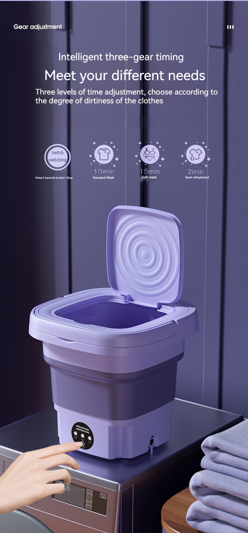 Small Portable Washing Machine, Mini Washer High Capacity With 3 Modes Deep  Cleaning For Underwear, Clothes, Or Small Items, Foldable Washing Machine  For Camping, Travel, Purple - Temu Japan