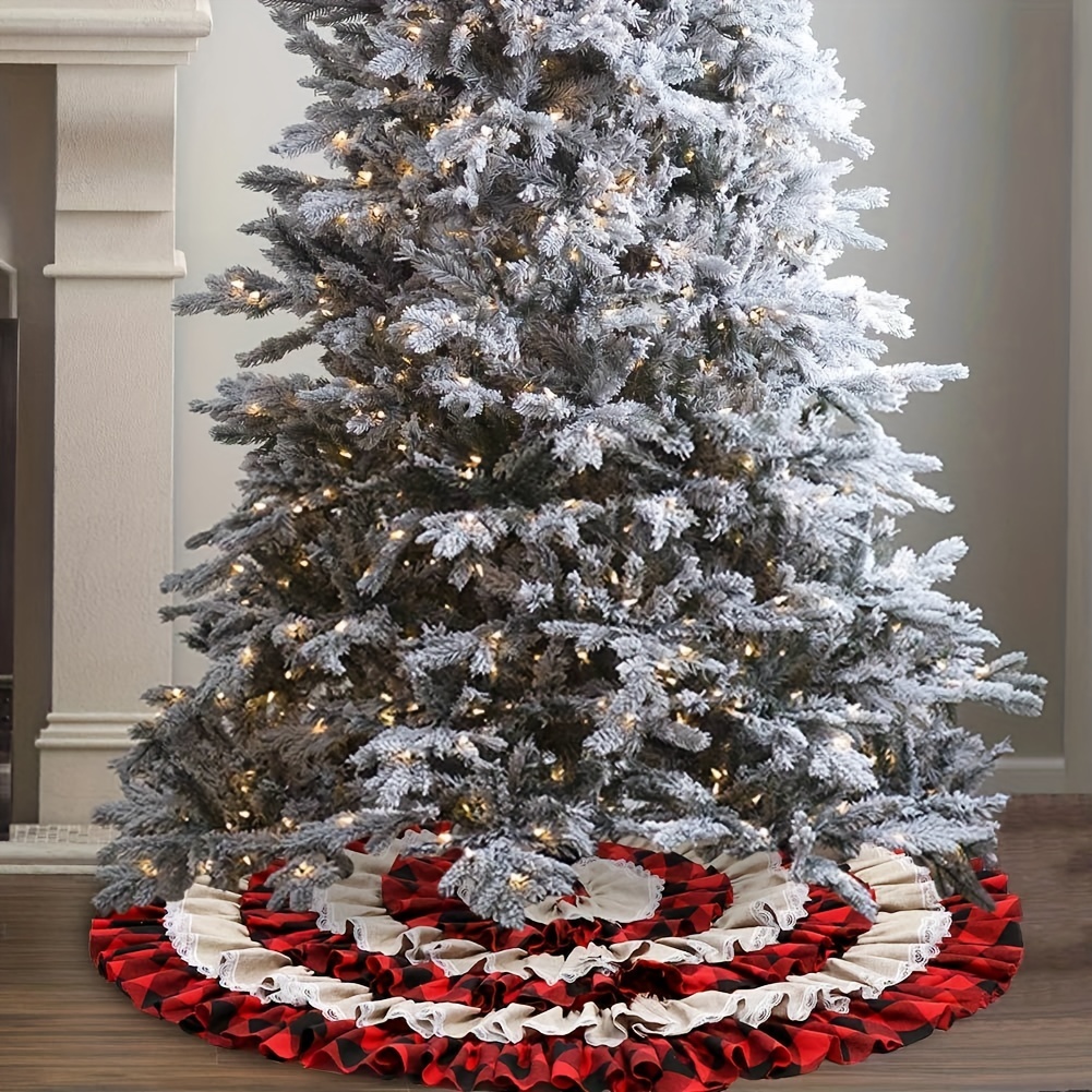 Grey plaid 2024 tree skirt