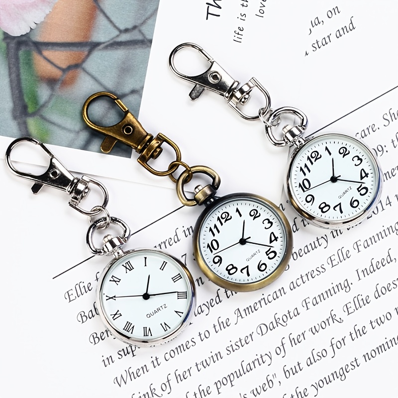 1Pc Hanging Pocket Watch Keyring Watch Bag Pendant Small Key Ring with  Watch 