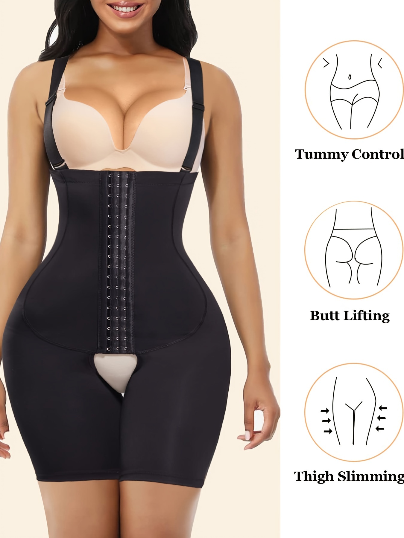 Nebility Smooth Shapewear Bodysuit Waist Trainer for Women Tummy Control  Seamless Body Shaper with Built In Bra Jumpsuit Tops(Black,XL) 