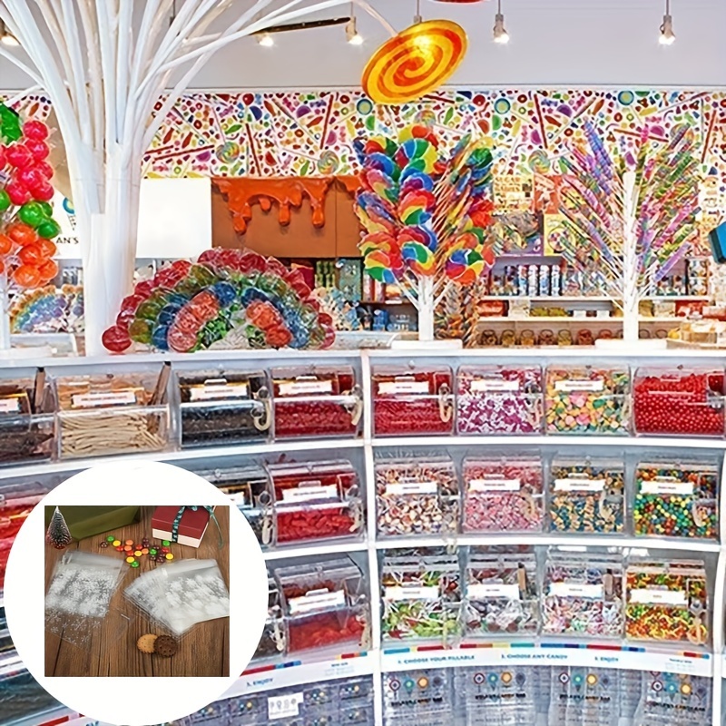 100pcs Christmas Snow Plastic Bag Resealable Transparent Bag