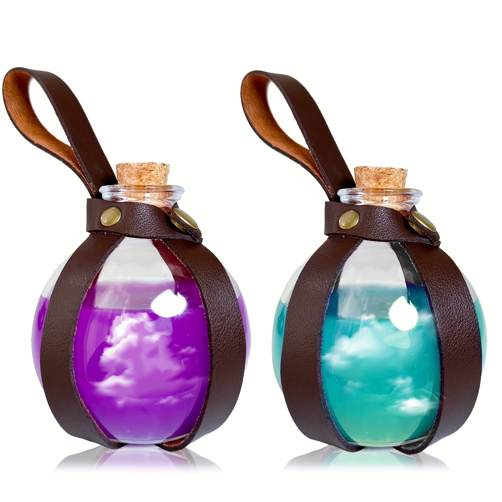Gejoy 2 Pcs 16.9 oz / 500 ml Halloween Potion Bottle with Cork Light up  Glass Lamp Birthday Gift with LED Battery Operated Potion Bottles Cork  Lights