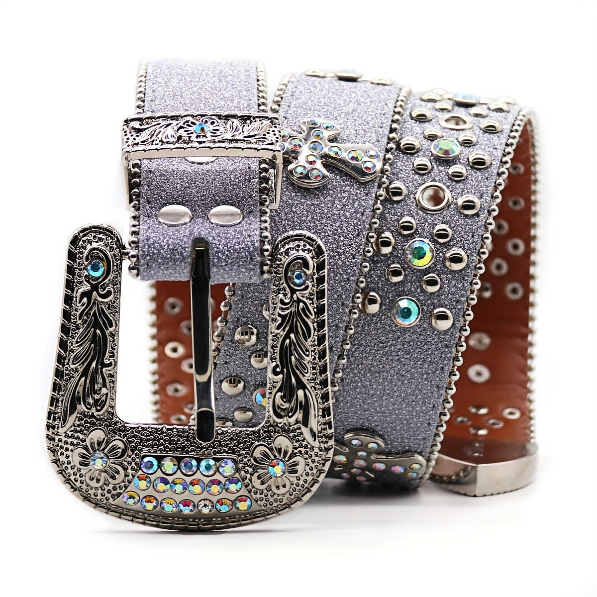 flower carved y2k belt hip hop pu leather - Temu display picture 1