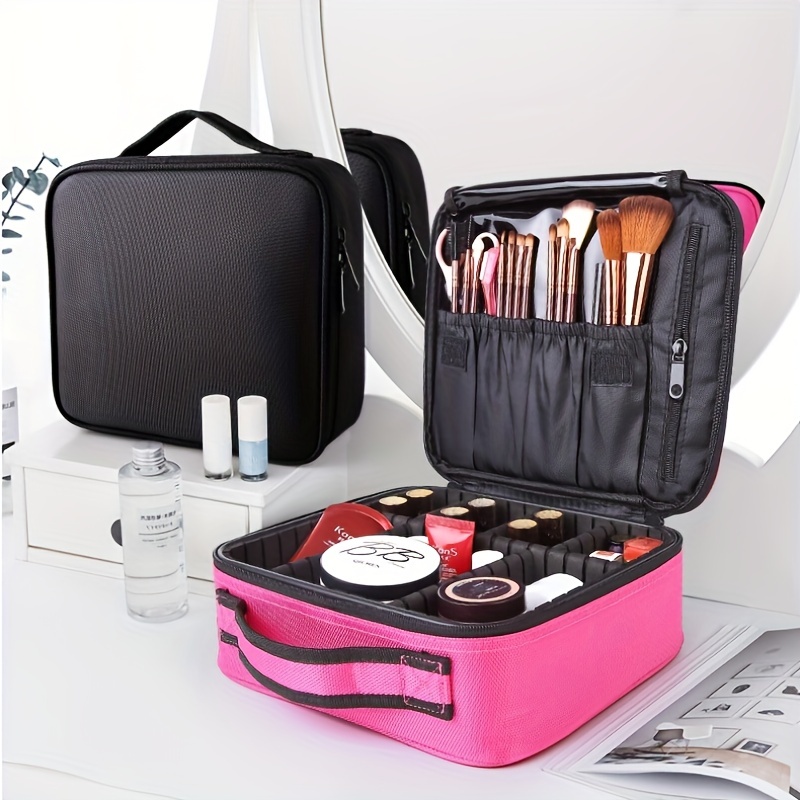 DISEN Travel Cosmetic Case, Makeup bag Organizer with Adjustable  Compartments, Two Large Spaces, Large-size Makeup Travel Case Cosmetic Bags  for