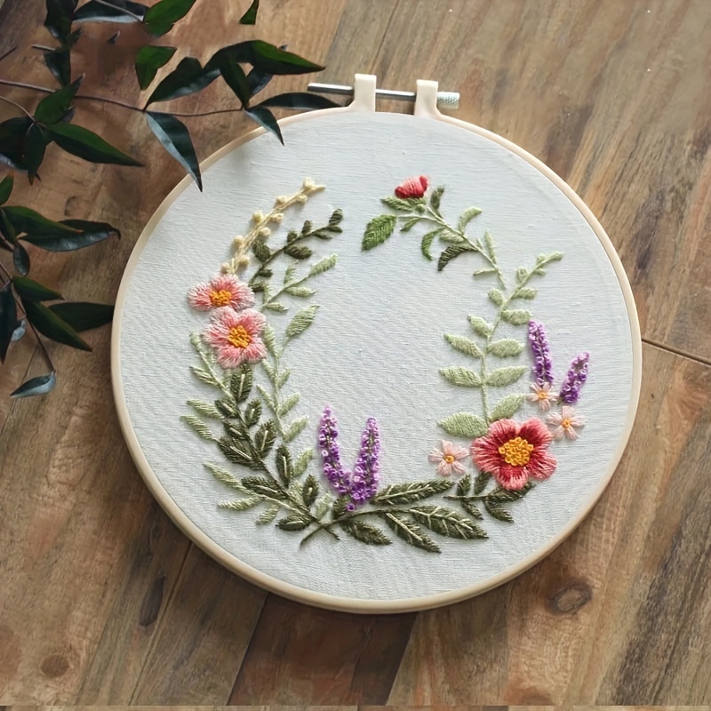 Europe Style 3d Embroidery Starter Kit With Flowers Plants - Temu