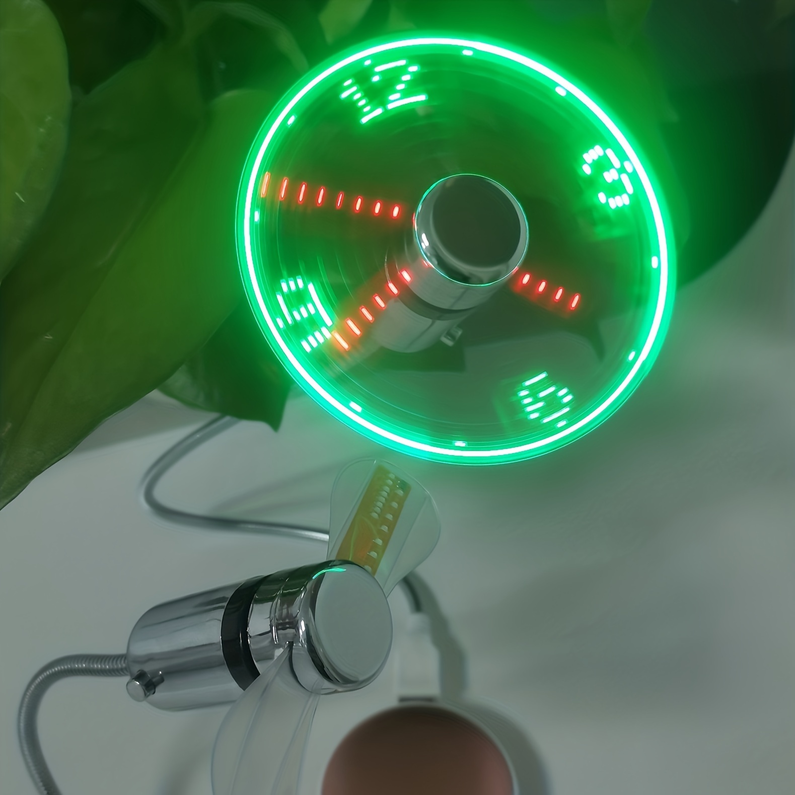 Hand Mini USB Fan Portable Gadgets Flexible LED Clock Fan for
